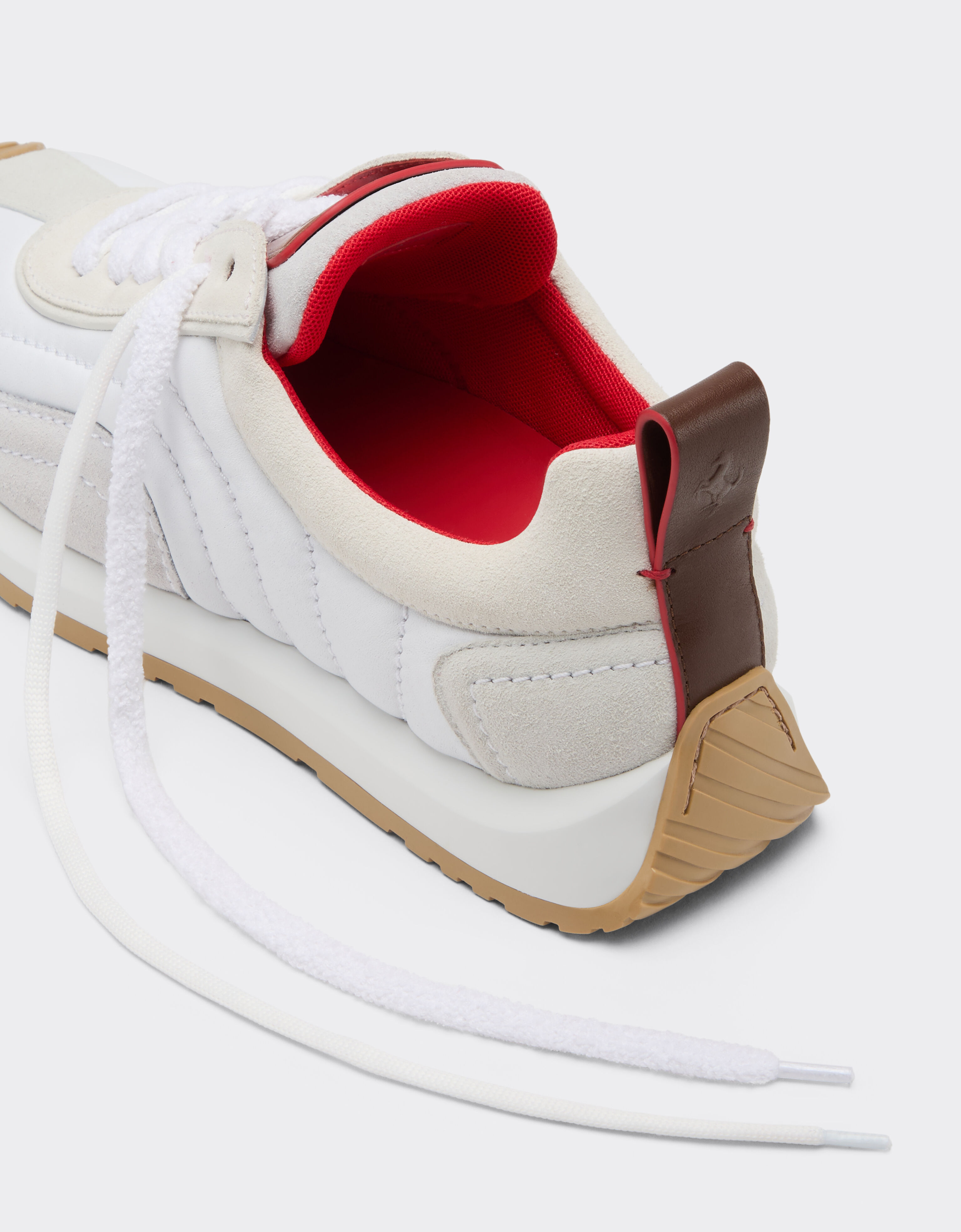Ferrari Leather and suede running sneakers Optical White 50378f