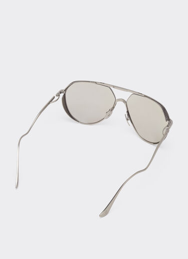 Ferrari Ferrari sunglasses in matt silver-tone titanium with silver mirror lenses Ingrid LA02Hf