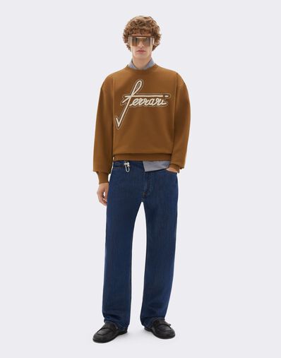 Ferrari Sudadera de cuello redondo con bordado Ferrari Caffè CJMSW0036JCO0046f