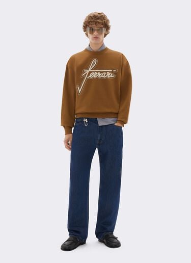 Ferrari Ferrari Embroidered Crew Neck Sweatshirt Caffè CJMSW0036JCO0046f