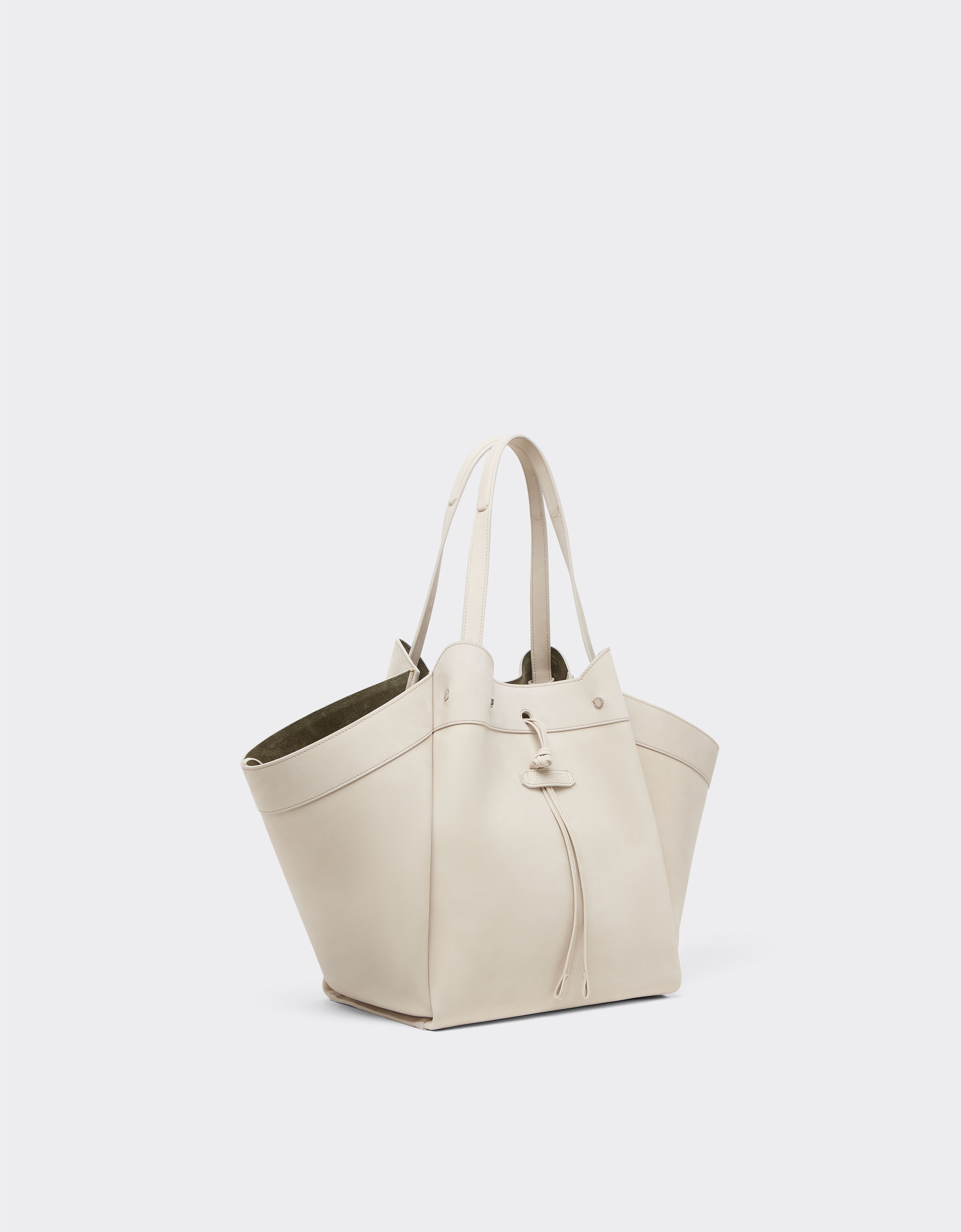 Ferrari Large tote bag in nubuck leather Ecru 22298f