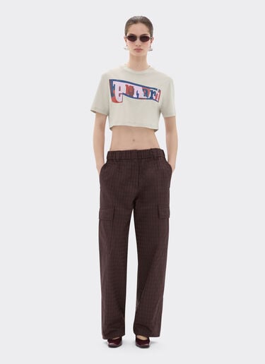 Cropped T-shirt with color block logo print Ferrari Cropped T-shirt with color block logo print Chalk 22834f