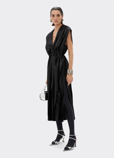 Ferrari Pleated midi dress in liquid satin Black 21630f