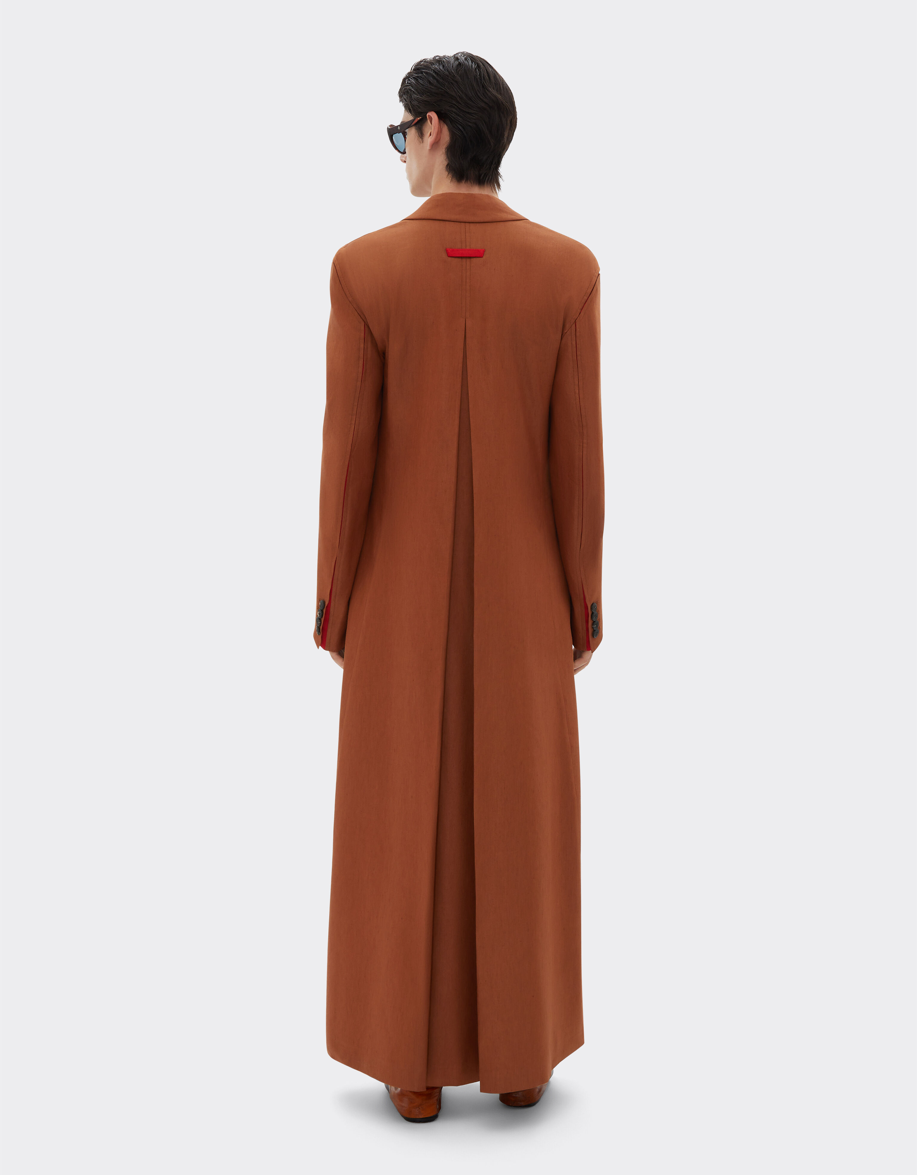 Ferrari Coat in linen and viscose gabardine Tabacco 22087f