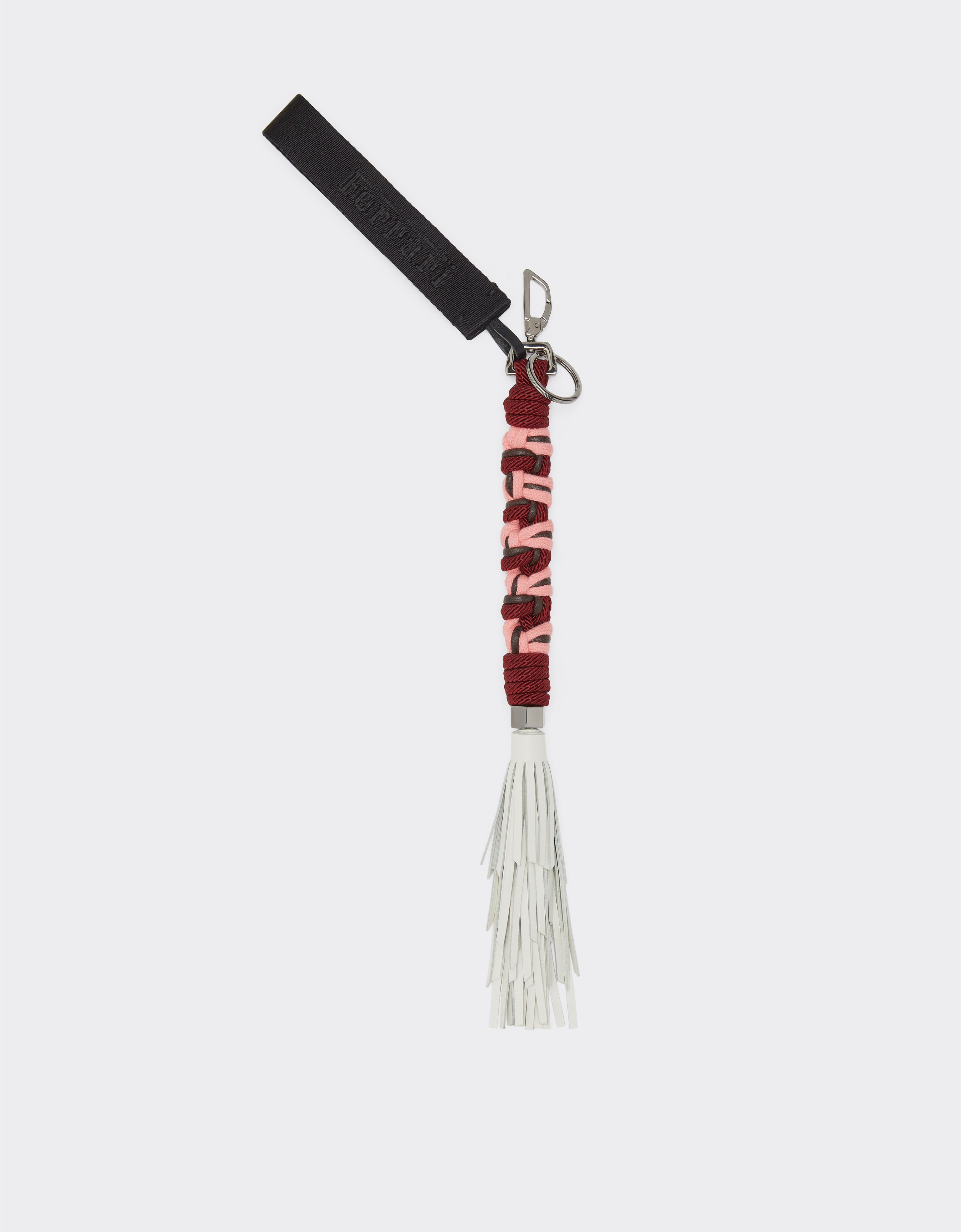 Ferrari Porte-clés scoubidou avec cordes et pompon en cuir Bordeaux 20456f