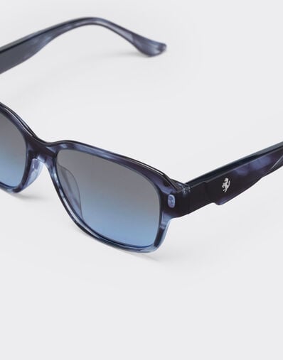 Ferrari Gafas de sol Ferrari de acetato azul a rayas con cristales azules degradados polarizados Azul escocés LA031f