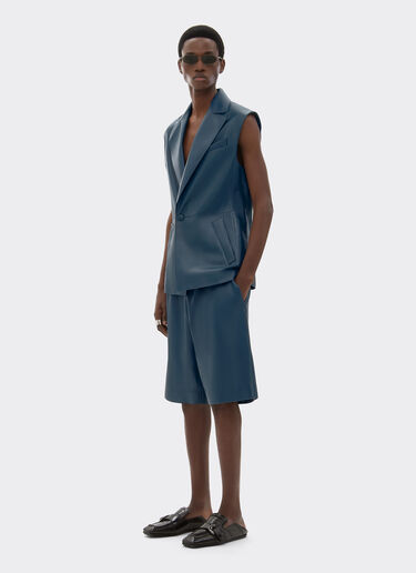 Ferrari Bermuda shorts in semi-gloss nappa leather Peacock 22459f
