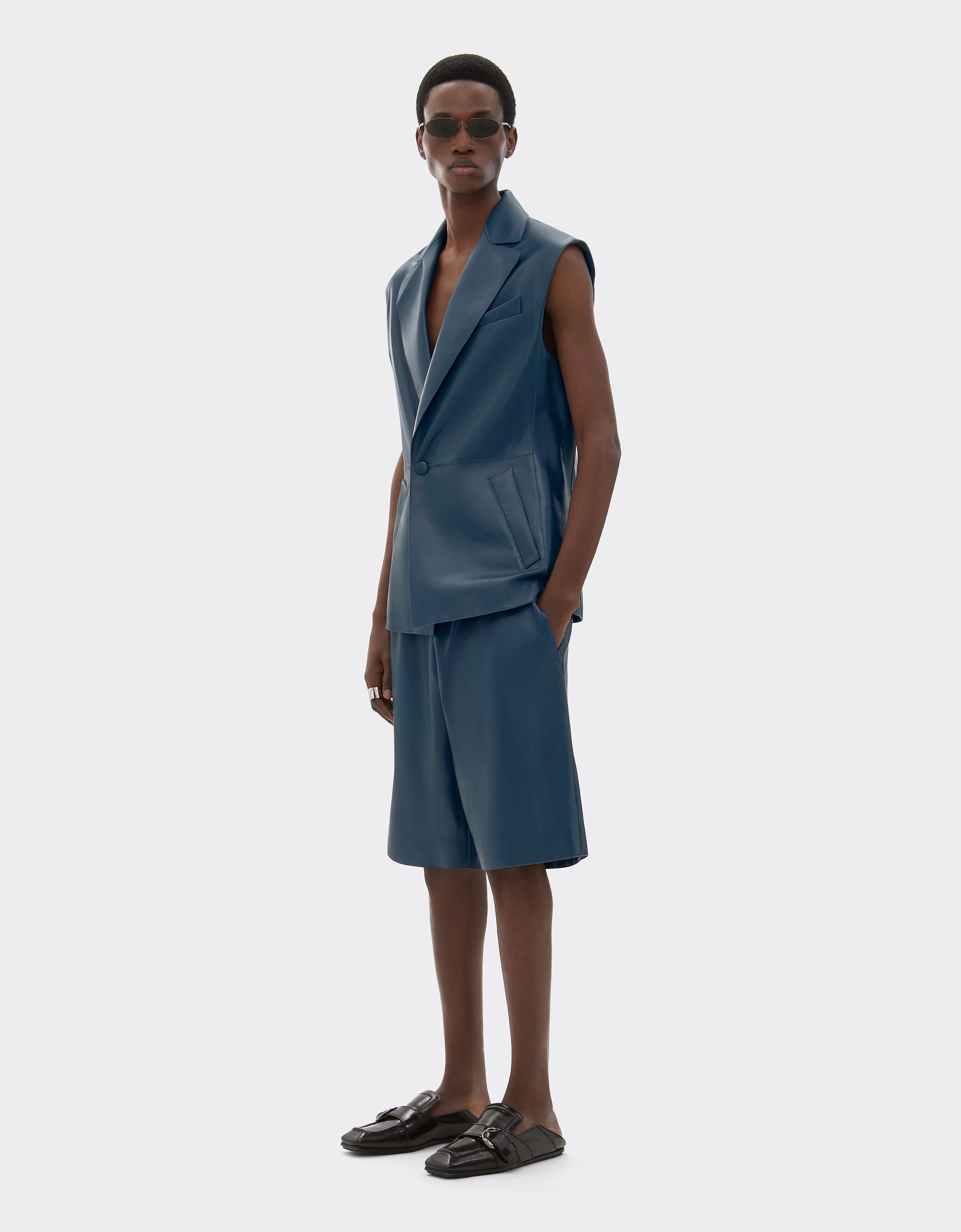 Ferrari Bermuda shorts in semi-gloss nappa leather Peacock 22459f