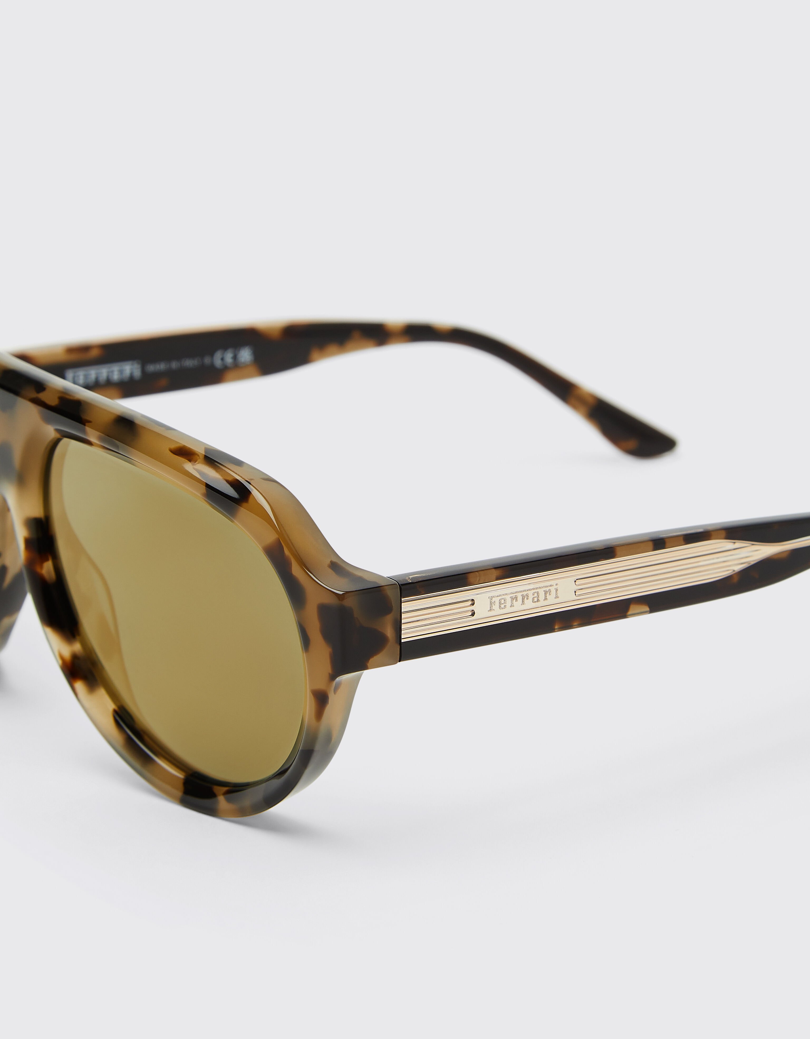 Ferrari Ferrari tortoiseshell brownacetate sunglasses with green gold mirrored lenses Tortoiseshell LA0EUf