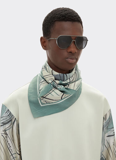 Ferrari Jacquard silk foulard with brushed print Ecru 21930f