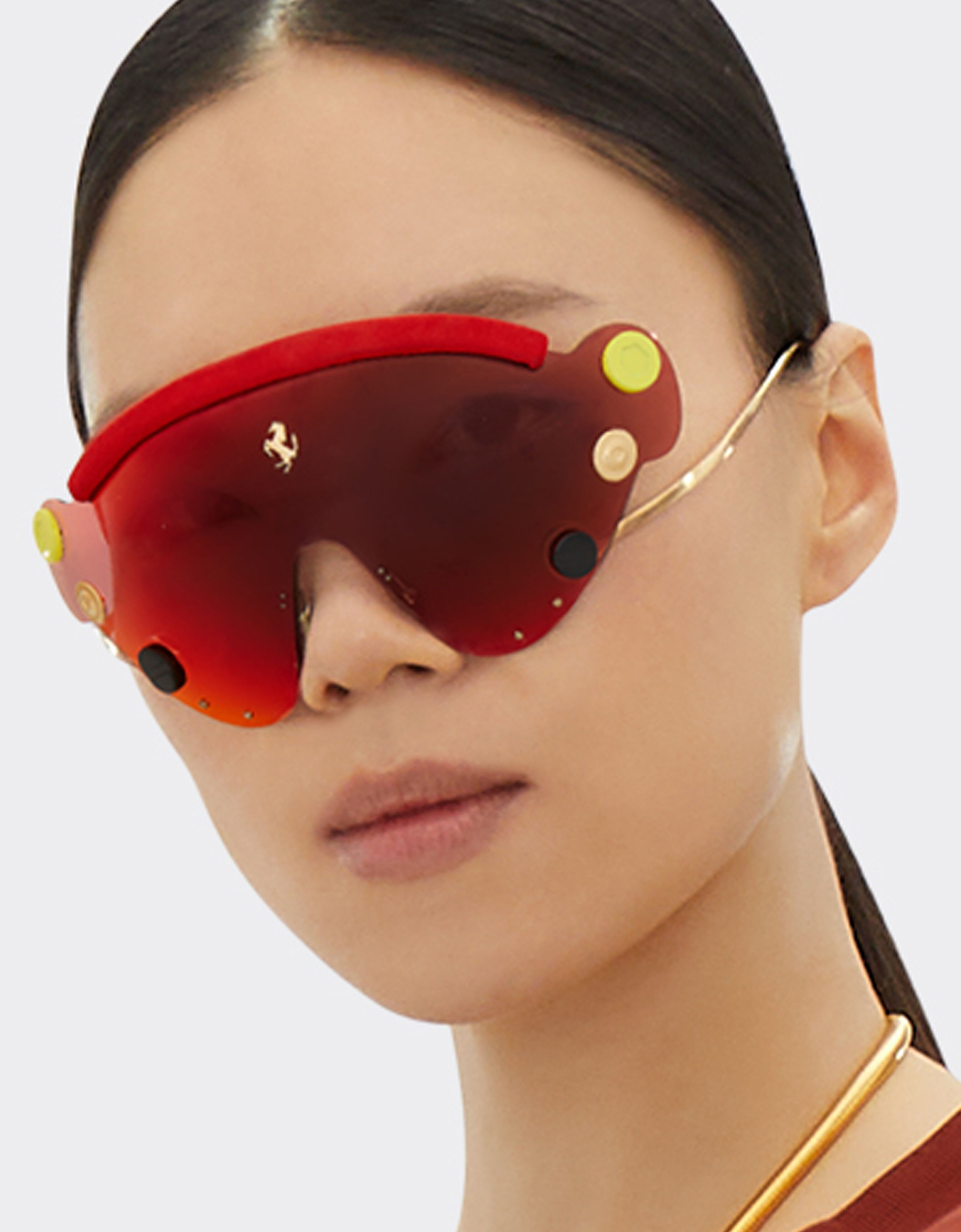 Ferrari Limited Edition Ferrari sunglasses in red and gold-tone metal with red mirror shield Red F1243f