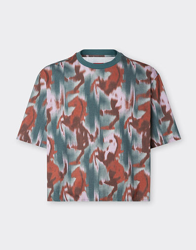 Ferrari T-shirt with Cavallino Ikat print Peacock 22511f