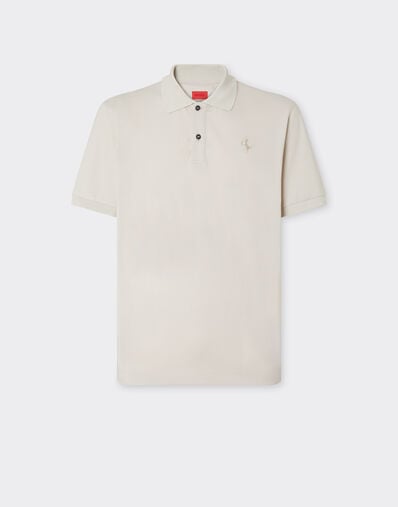 Ferrari Cotton piqué polo shirt with Prancing Horse Chalk 47822f
