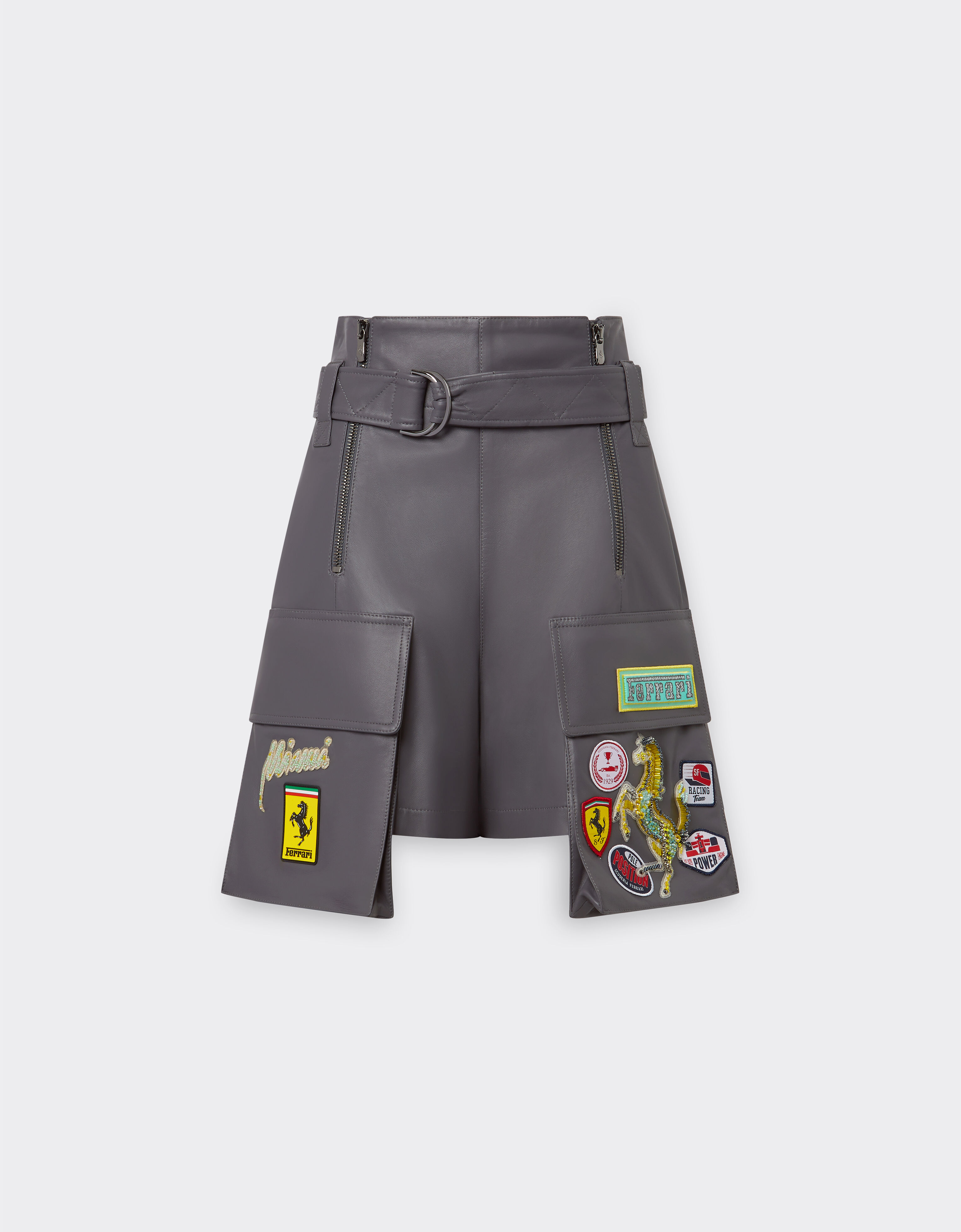 Ferrari Miami Collection shorts in nappa leather Dark Grey 21240f