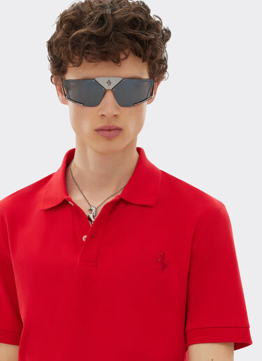Ferrari Solid-colour polo shirt in piqué cotton Rosso Corsa 47822f
