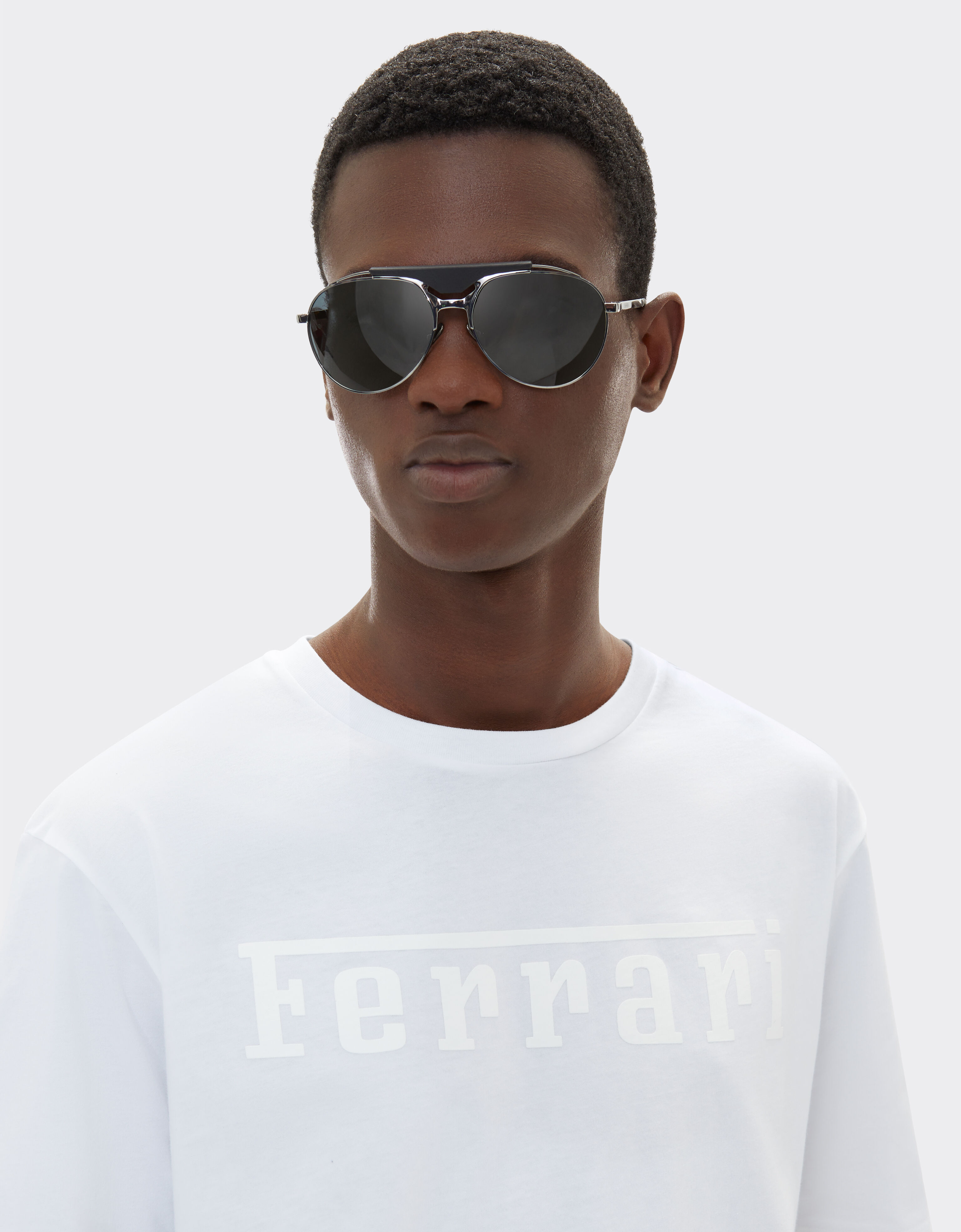 Cotton T-shirt with Ferrari logo Ferrari Cotton T-shirt with Ferrari logo White CJNTH0006JCO0045f