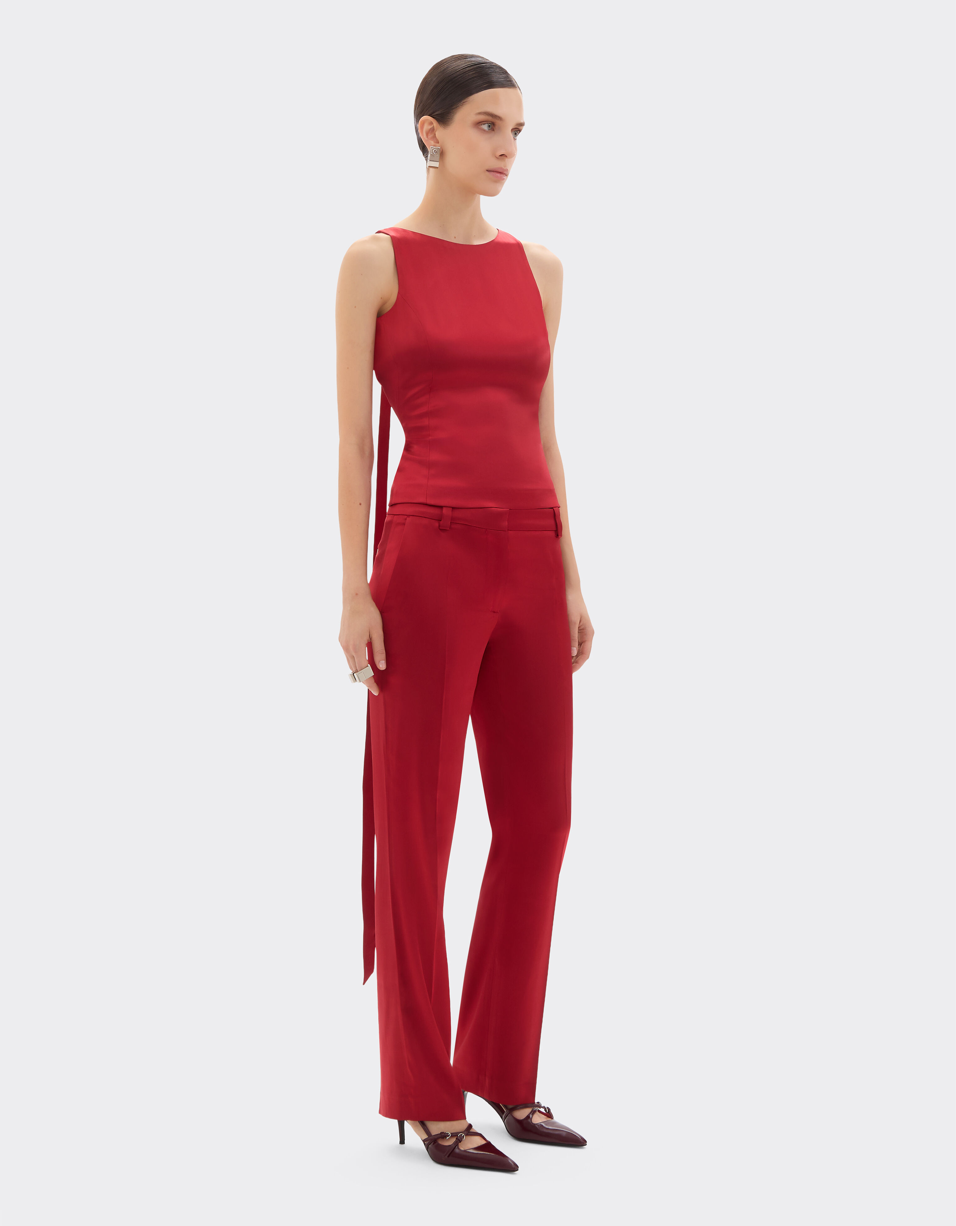 Ferrari Top en satin stretch Rouge Maison 49932f