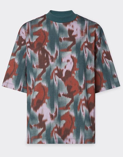 Ferrari Camiseta con estampado Cavallino Ikat Azul pavo real 22670f