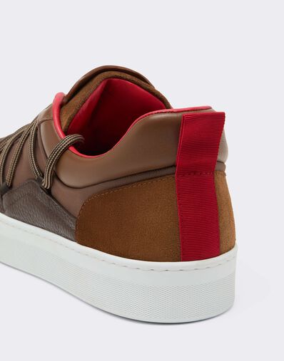 Ferrari Zapatillas bajas de piel lisa y ante Caffè CSMLT0006XA00015f