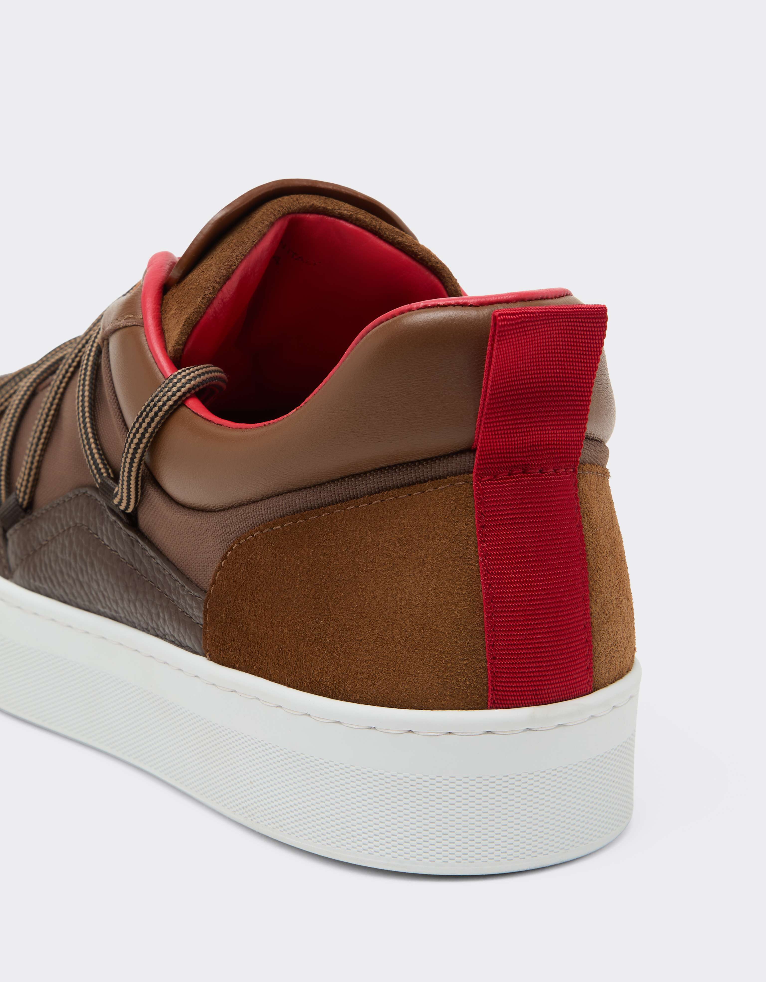 Low-top trainers in smooth and suede leather Ferrari Low-top trainers in smooth and suede leather Caffè CSMLT0006XA00015f