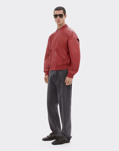 Ferrari Rubberized nappa leather bomber jacket Maison Red 51013f