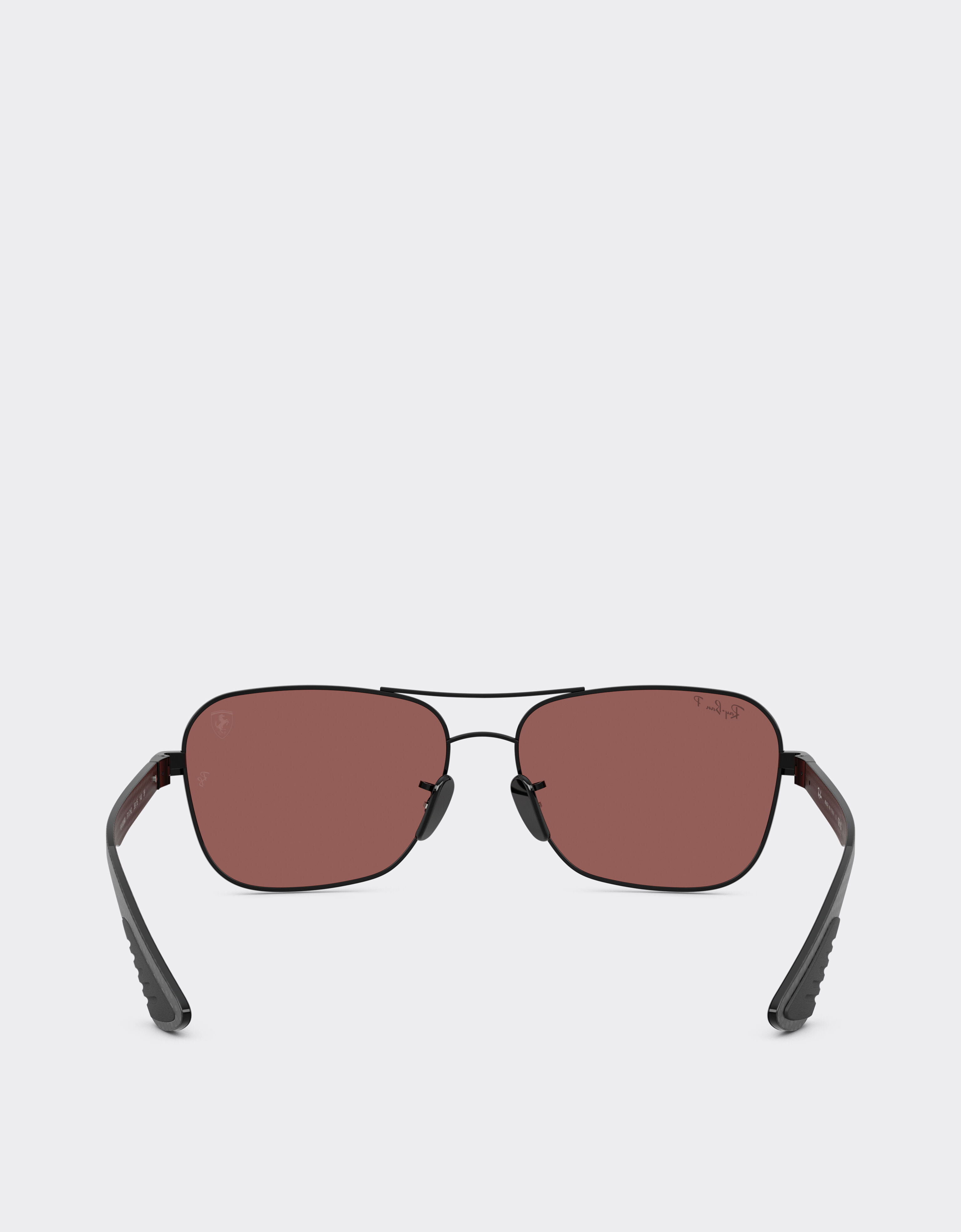 Ferrari Ray-Ban for Scuderia Ferrari RB8336M in metallo nero e fibra di carbonio scura con lenti polarizzate viola specchiate argento Nero LA02If