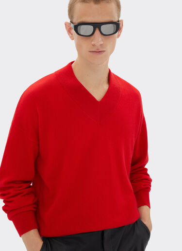 Ferrari Cashmere sweater with V-neck Rosso Dino 21651f