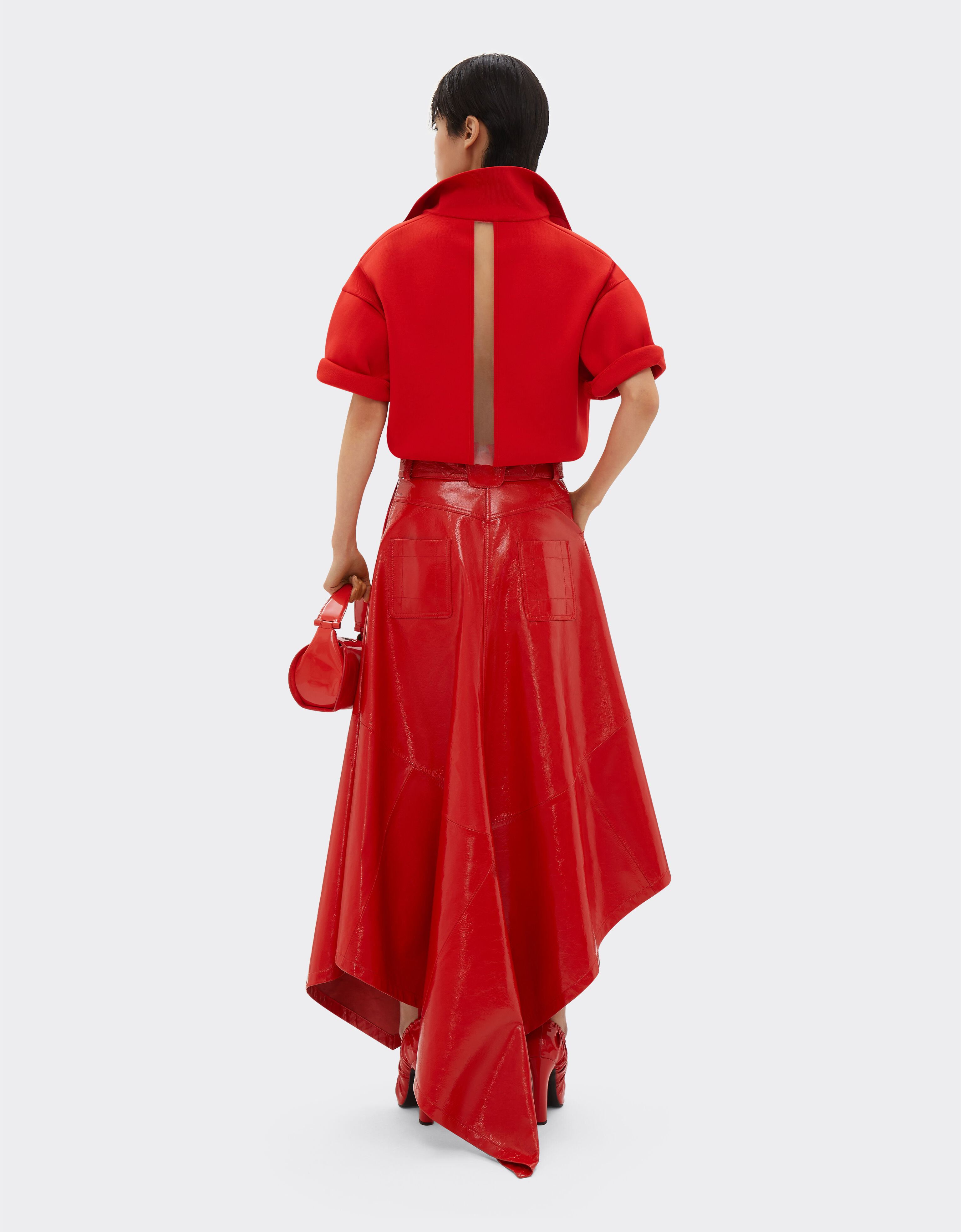 【史上最も激安】 Asymmetrical skirt Ferrari® | Dino Rosso in leather coated glossy in スカート