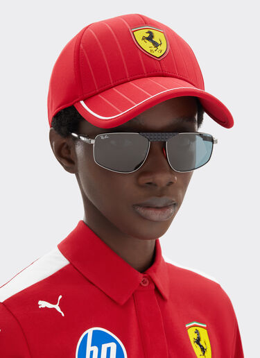Ferrari Ray-Ban for Scuderia Ferrari RB3776M in gunmetal-coloured metal with blue lenses Gunmetal LA0EGf