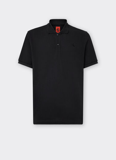Ferrari Organic cotton piqué polo shirt with Prancing Horse Black 47822f