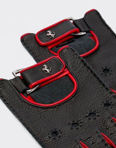 Ferrari Gants de conduite en cuir avec Cheval cabré Noir 47148f