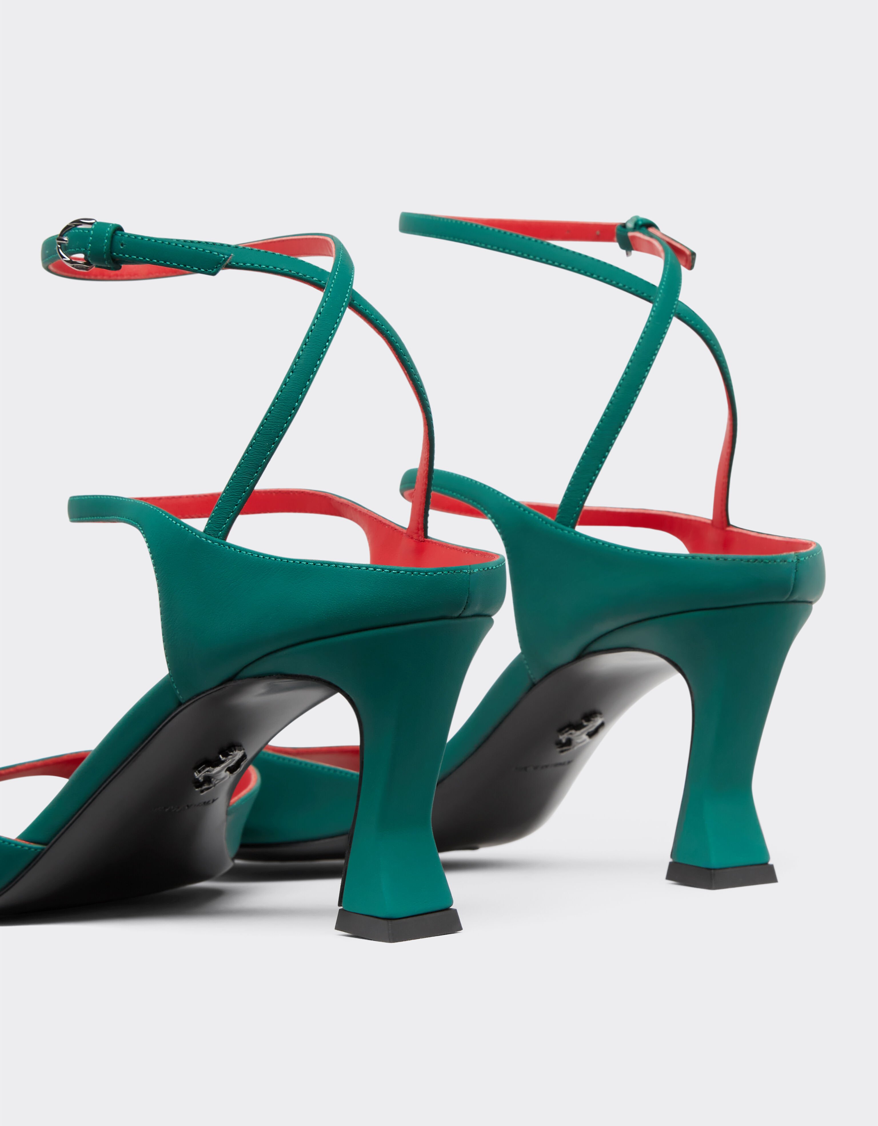 Ferrari Slingback sandals in rubberised leather Ficus Green 22008f