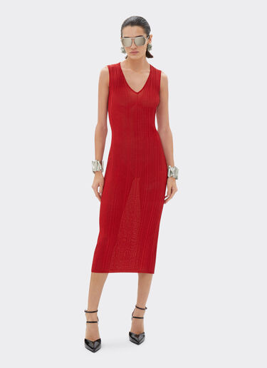 Ferrari Sleeveless dress in viscose and lurex Rosso Dino 21667f