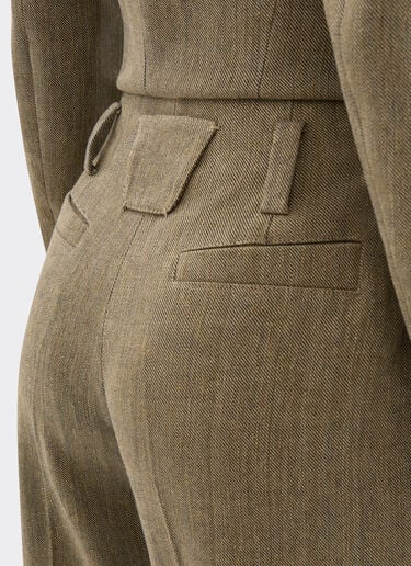 Ferrari Pantalon en sergé de lin et coton Khaki Green 50050f