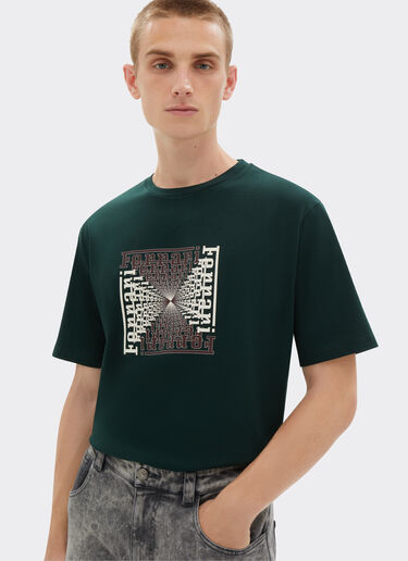 Ferrari T-shirt con stampa Ferrari Cube Verde Militare 21181f