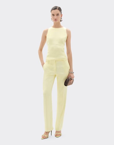 Ferrari Pantalon en satin stretch Jaune Iris 49933f