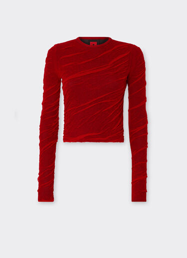 Ferrari Eng anliegender Pullover aus Wolle und Baumwolle Rosso Dino 21034f