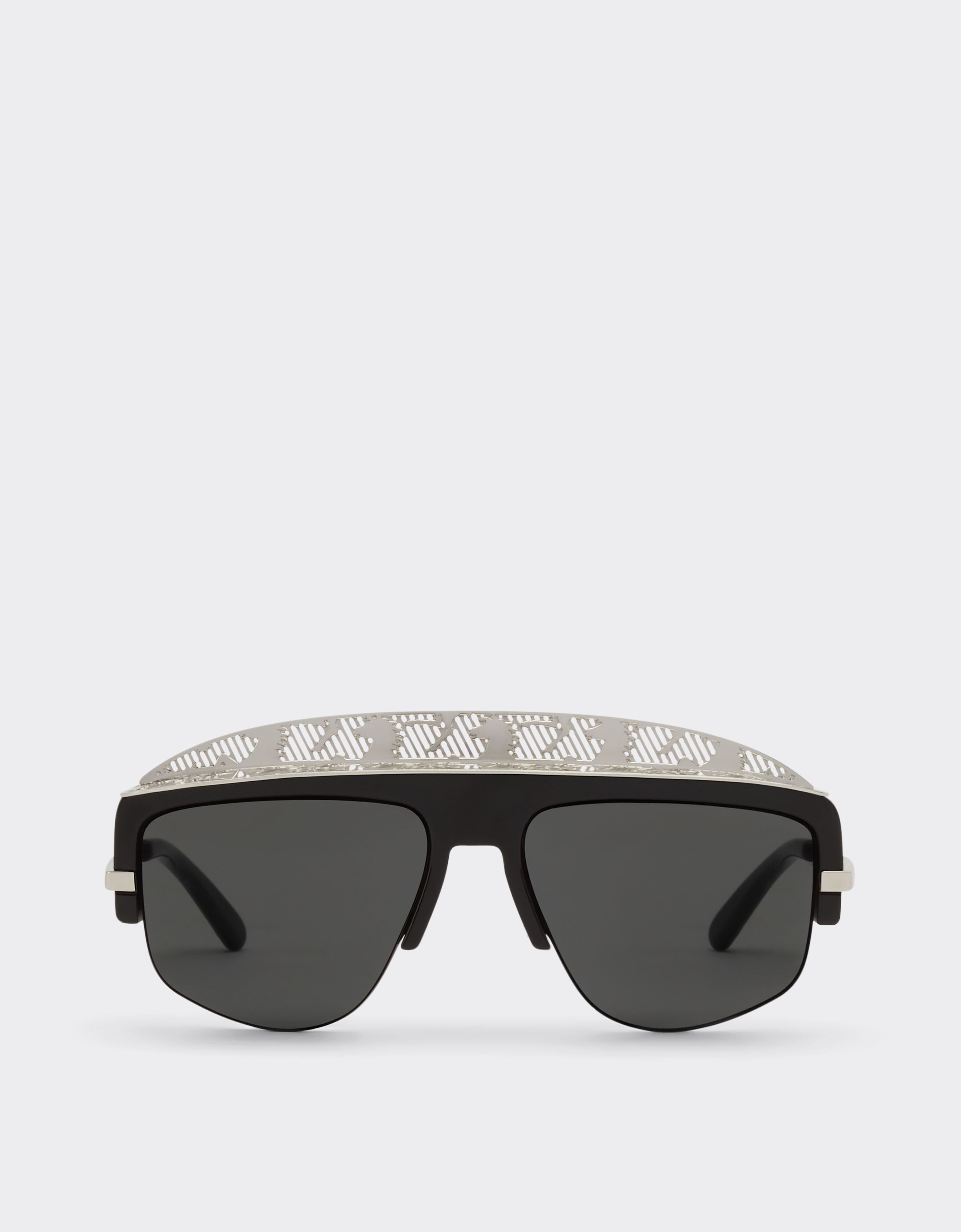 Ferrari Lunettes de soleil masque Ferrari avec verre miroir gris argent Noir F0829f
