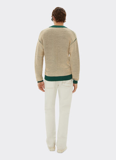 Ferrari Cardigan in misto cotone effetto 3D Ecru 21831f