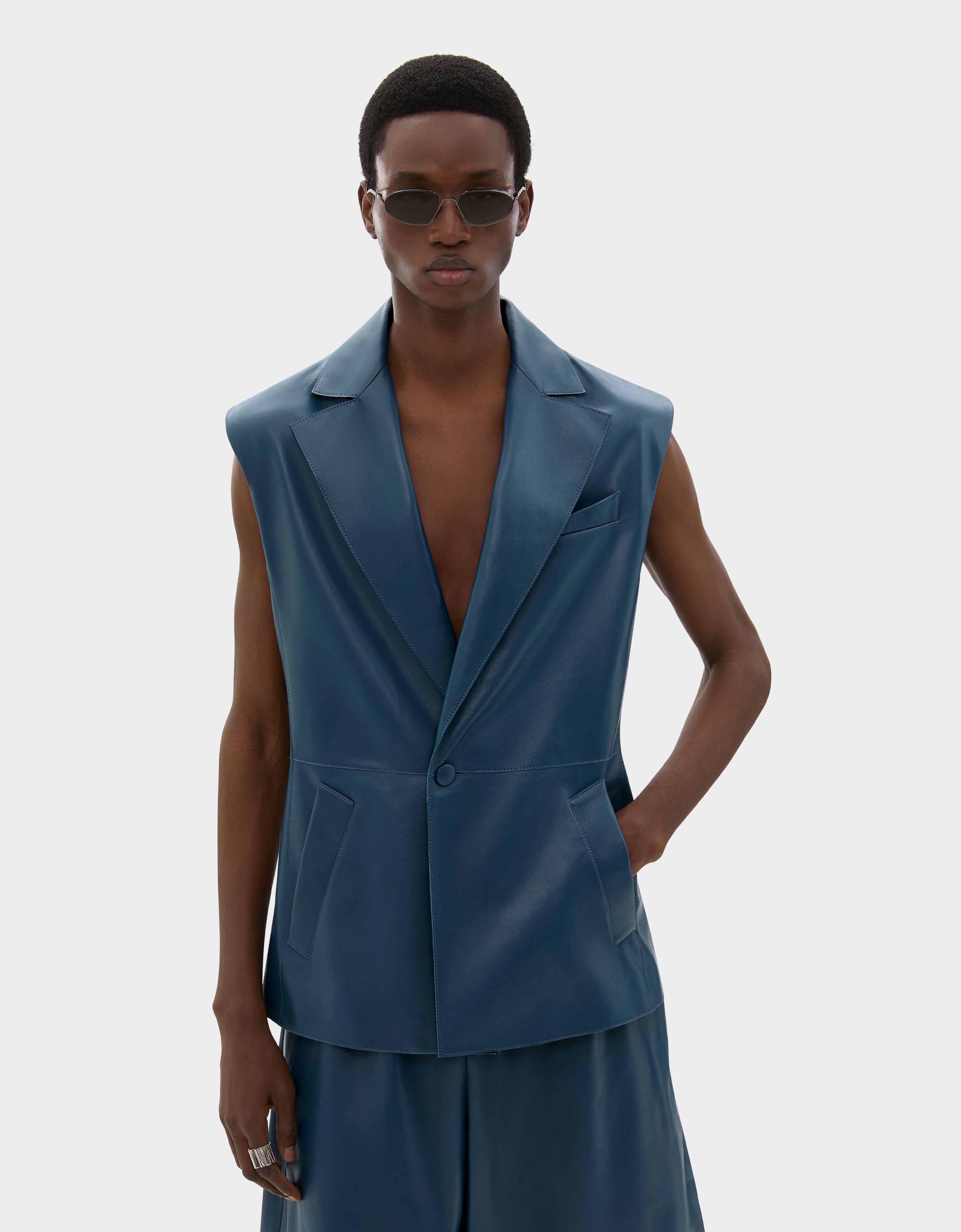 Ferrari Gilet in semi-gloss nappa leather Peacock 22457f