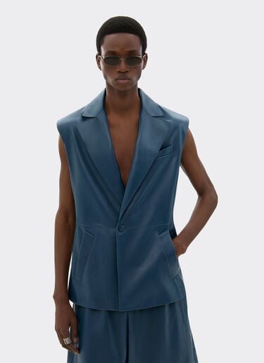 Gilet in semi-gloss nappa leather Ferrari Gilet in semi-gloss nappa leather Peacock 22457f