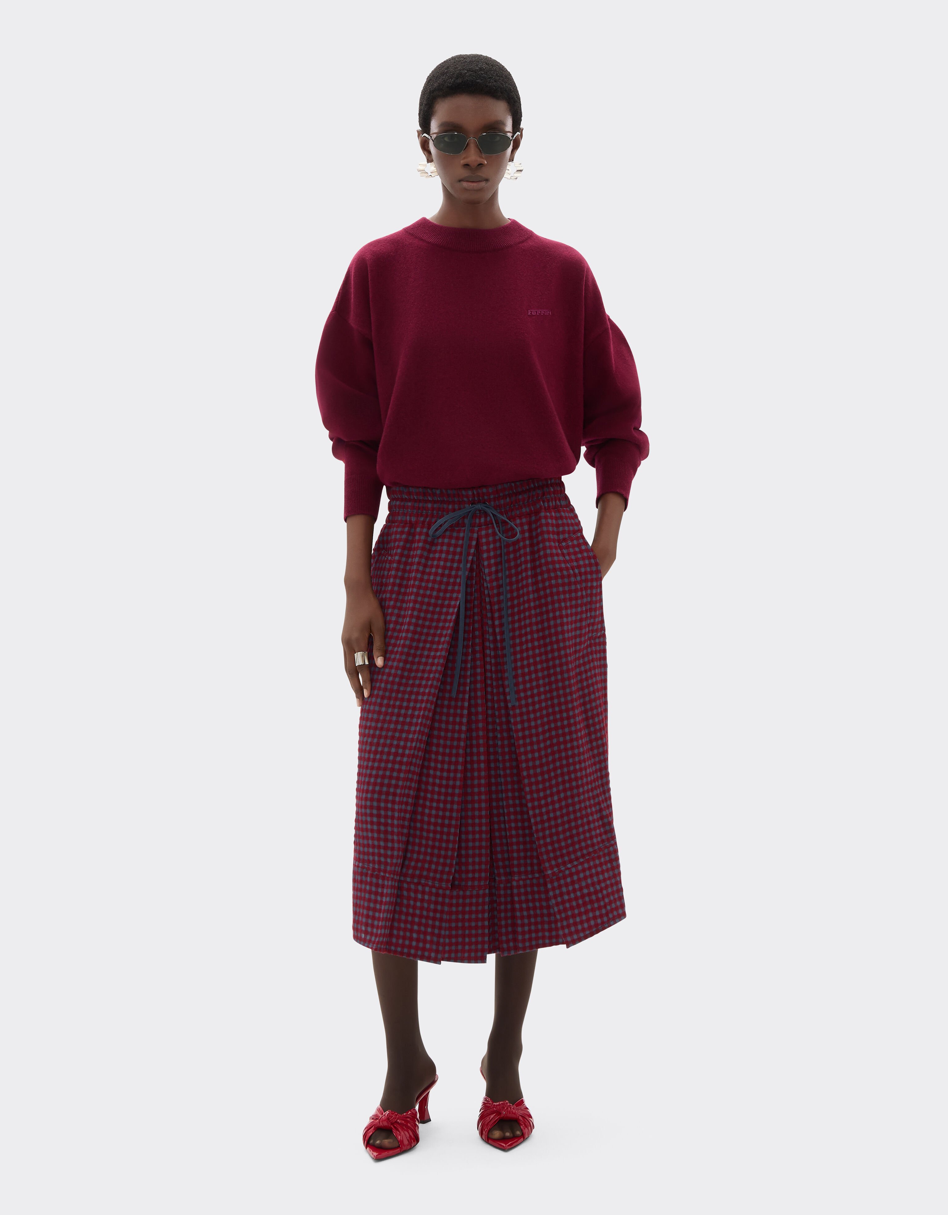 Ferrari Wool and viscose skirt with Vichy pattern Cherry 22649f