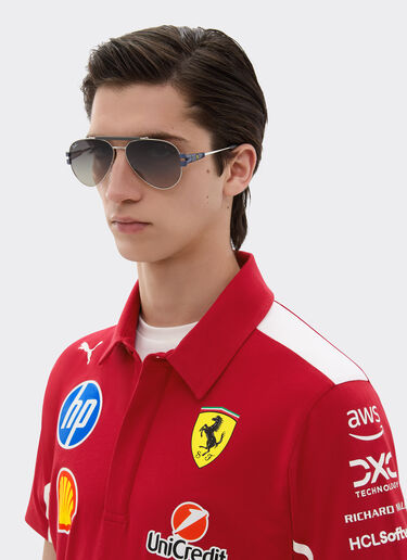 Ray-Ban for Scuderia Ferrari RB3762M in silver-tone and matt light blue metal with gradient grey lenses Ferrari Ray-Ban for Scuderia Ferrari RB3762M in silver-tone and matt light blue metal with gradient grey lenses Silver LA019f