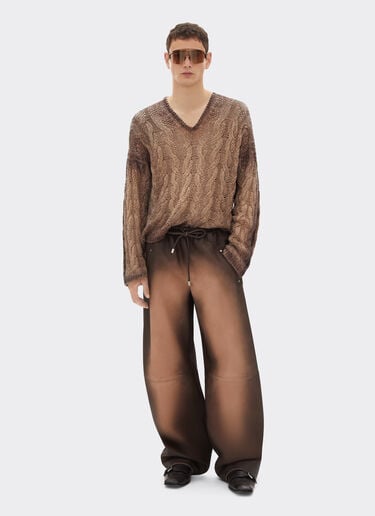 Ferrari Pantalon en cuir aérographié Marrone Scuro 51436f