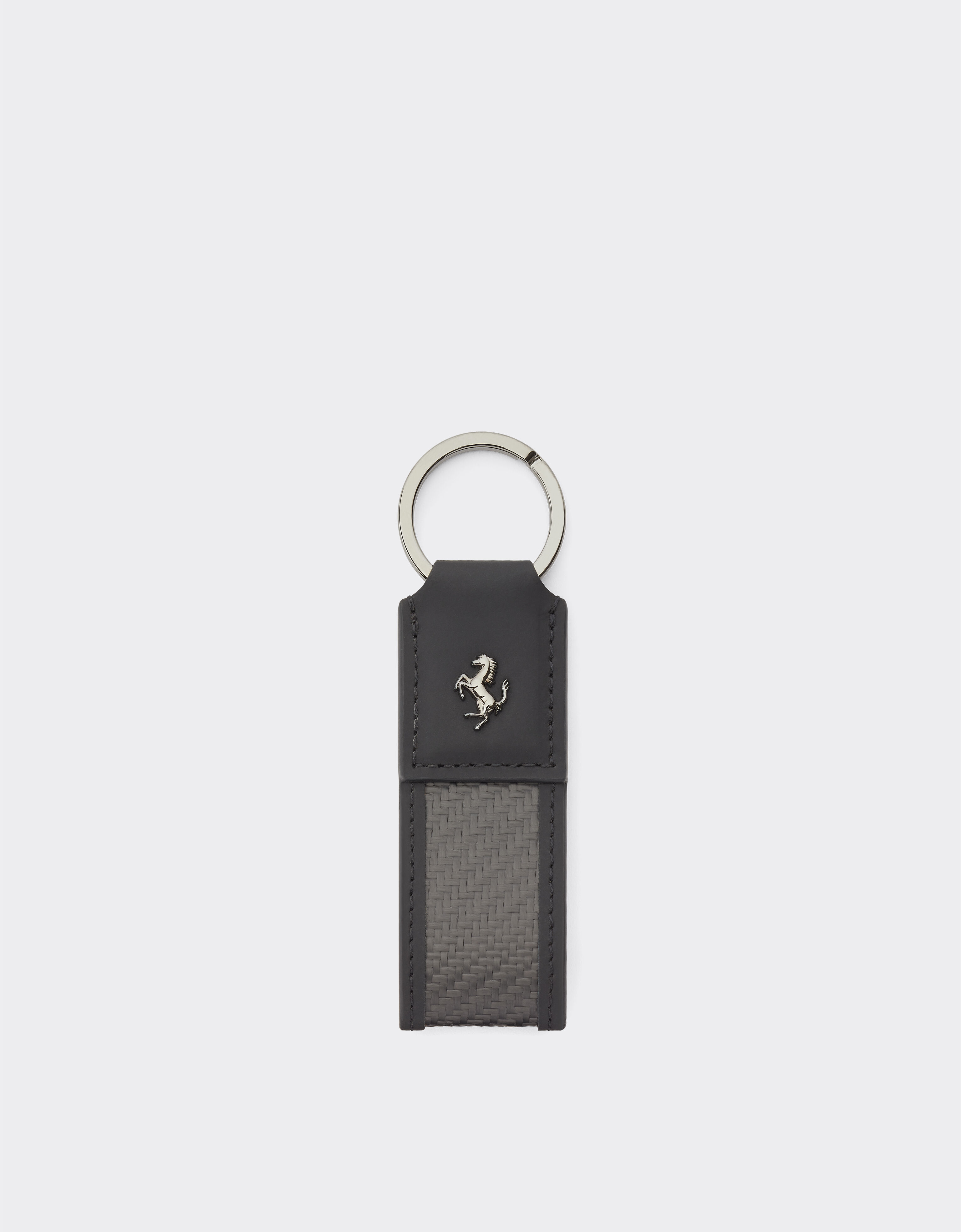 Ferrari Leather and carbon fiber keychain Black 20629f