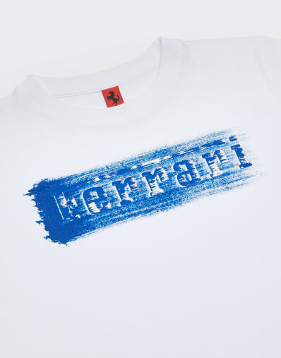 Ferrari Cotton T-shirt with brushed-effect Ferrari logo Optical White 22464fK