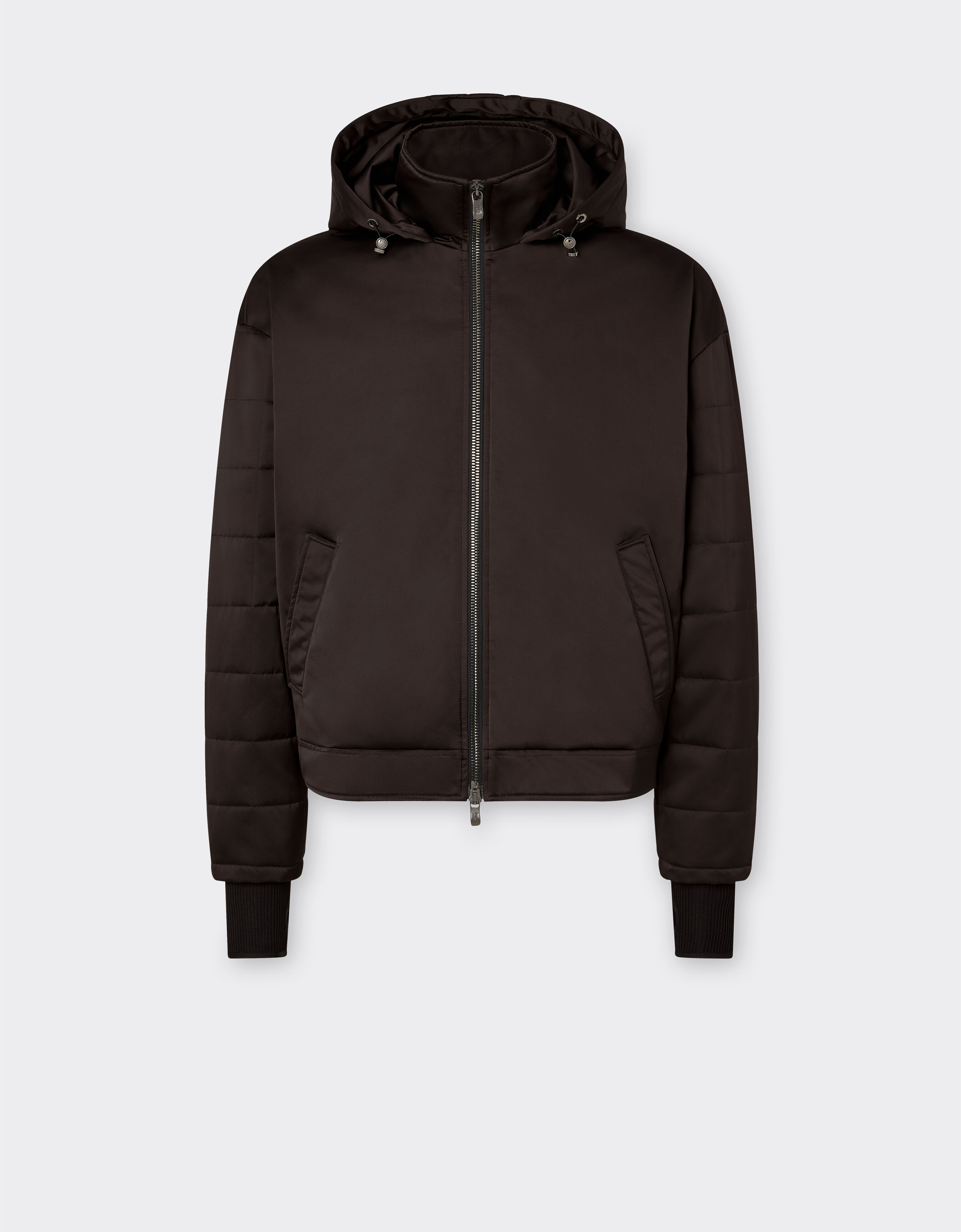 ${brand} Eco-nylon down jacket with hood ${colorDescription} ${masterID}