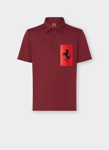 Ferrari Poloshirt aus Baumwolle mit Tasche mit Cavallino Rampante Bordeaux 47821f