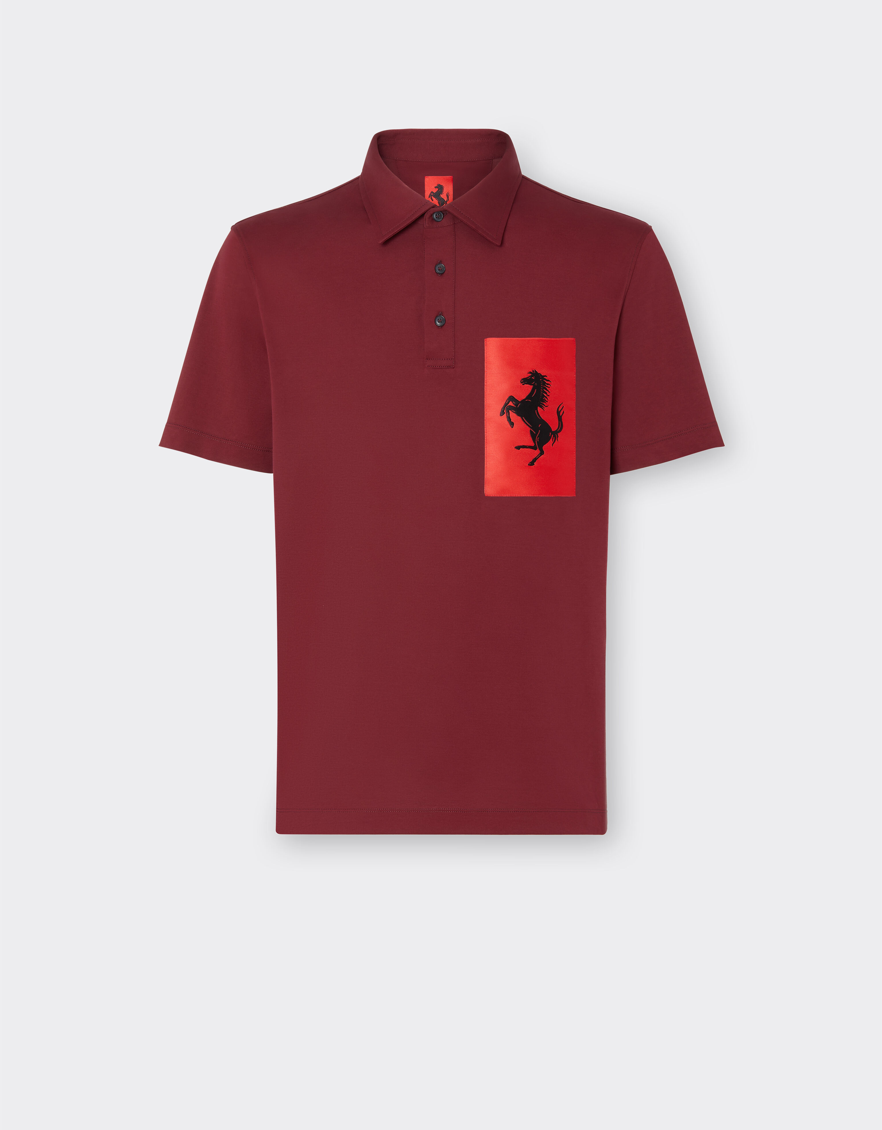 Ferrari Poloshirt aus Baumwolle mit Tasche mit Cavallino Rampante Bordeaux 47821f