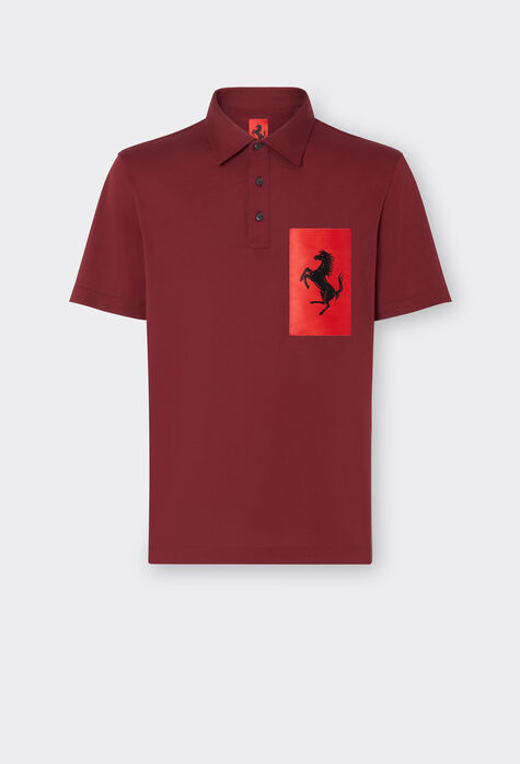 Ferrari Cotton polo shirt with Prancing Horse pocket Antique Blue 48300f